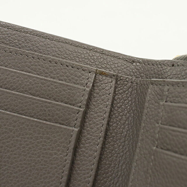 中古 サンローラン 二つ折り財布 二折財布 コンパクト レディース ブランド SAINT LAURENT YSLライン ラージジップウォレット 670285 グレー USDSL119608011
