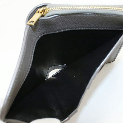 中古 サンローラン 二つ折り財布 二折財布 コンパクト レディース ブランド SAINT LAURENT YSLライン ラージジップウォレット 670285 グレー USDSL119608011