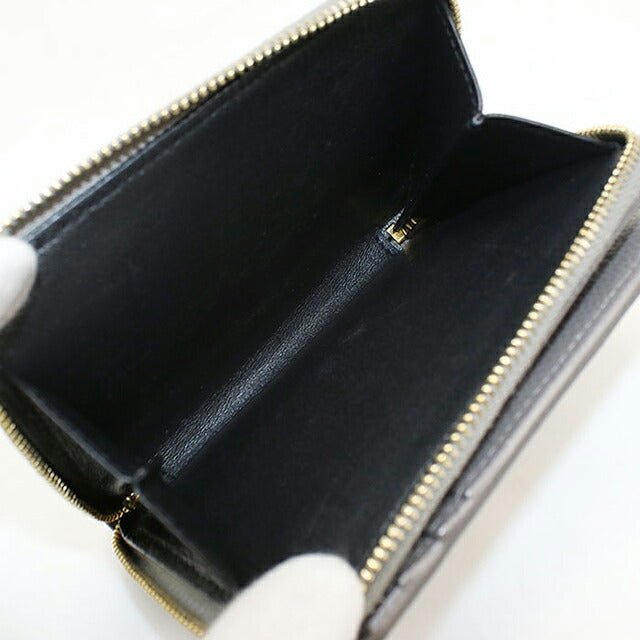 中古 サンローラン 二つ折り財布 二折財布 コンパクト レディース ブランド SAINT LAURENT YSLライン ラージジップウォレット 670285 グレー USDSL119608011