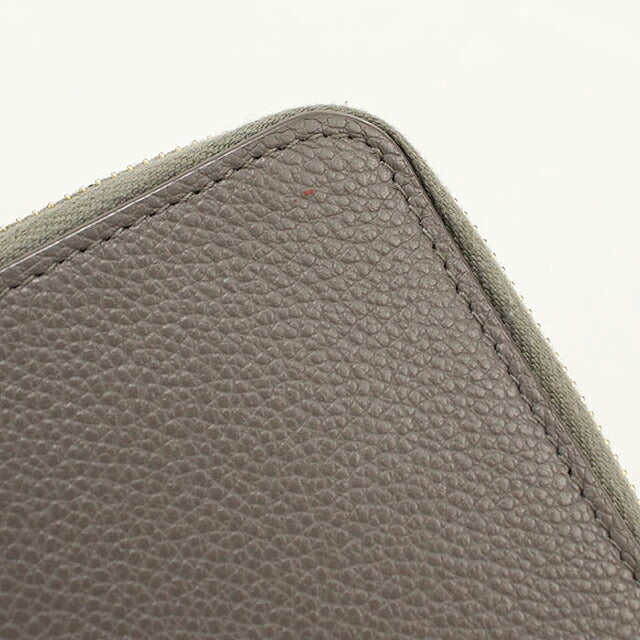 中古 サンローラン 二つ折り財布 二折財布 コンパクト レディース ブランド SAINT LAURENT YSLライン ラージジップウォレット 670285 グレー USDSL119608011