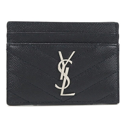 中古 サンローラン カードケース コンパクト レディース ブランド SAINT LAURENT カサンドラ  423291 ブラック USDSL119610011