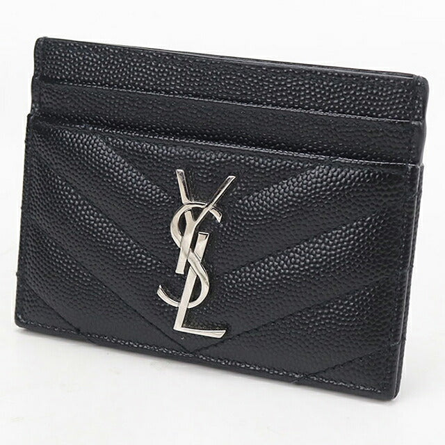 中古 サンローラン カードケース コンパクト レディース ブランド SAINT LAURENT カサンドラ  423291 ブラック USDSL119610011