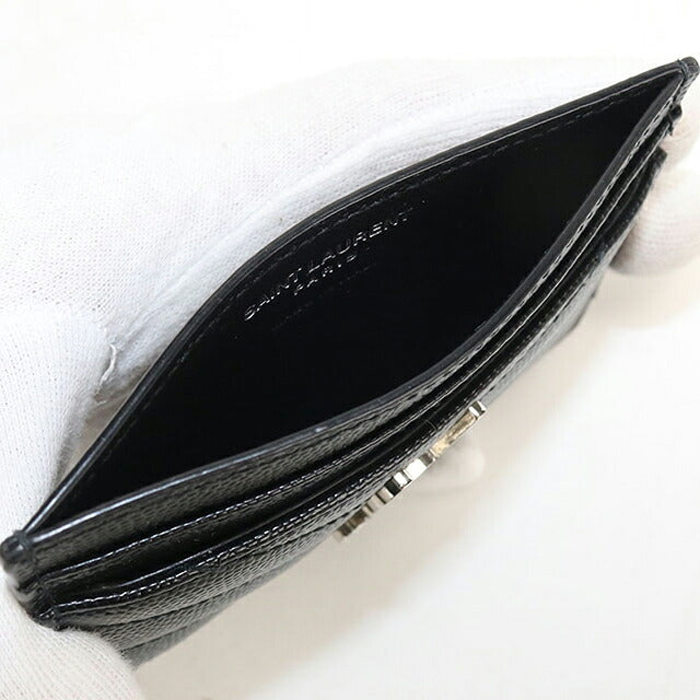 中古 サンローラン カードケース コンパクト レディース ブランド SAINT LAURENT カサンドラ  423291 ブラック USDSL119610011
