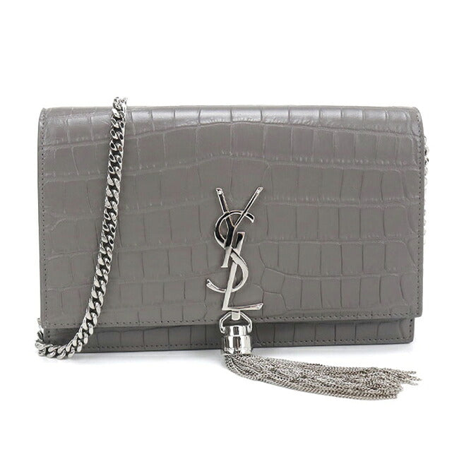 中古 サンローラン チェーンウォレット レディース ブランド SAINT LAURENT ケイト タッセル  452159 グレー USDSL119752011