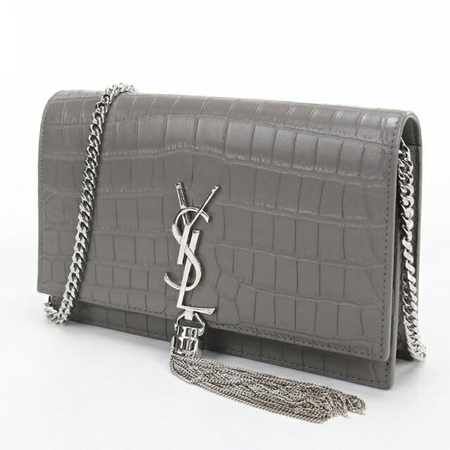 中古 サンローラン チェーンウォレット レディース ブランド SAINT LAURENT ケイト タッセル  452159 グレー USDSL119752011