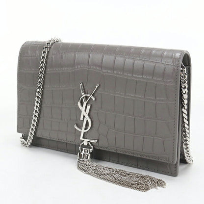 中古 サンローラン チェーンウォレット レディース ブランド SAINT LAURENT ケイト タッセル  452159 グレー USDSL119752011