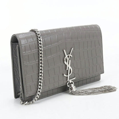 中古 サンローラン チェーンウォレット レディース ブランド SAINT LAURENT ケイト タッセル  452159 グレー USDSL119752011