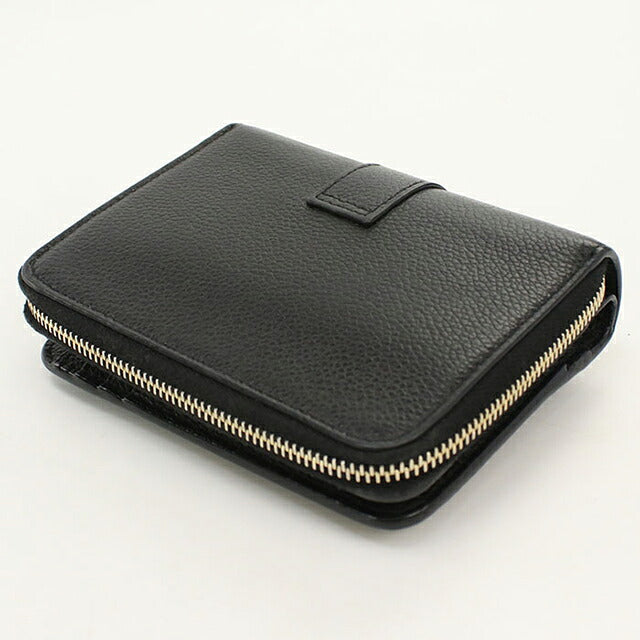 中古 サンローラン 二つ折り財布 二折財布 コンパクト レディース ブランド SAINT LAURENT YSLライン ラージジップウォレット 670285 ブラック USDSL119753011