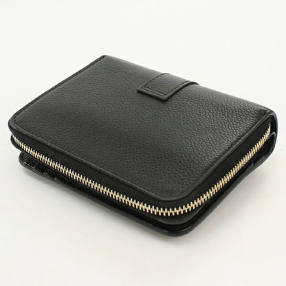 中古 サンローラン 二つ折り財布 二折財布 コンパクト レディース ブランド SAINT LAURENT YSLライン ラージジップウォレット 670285 ブラック USDSL119753011