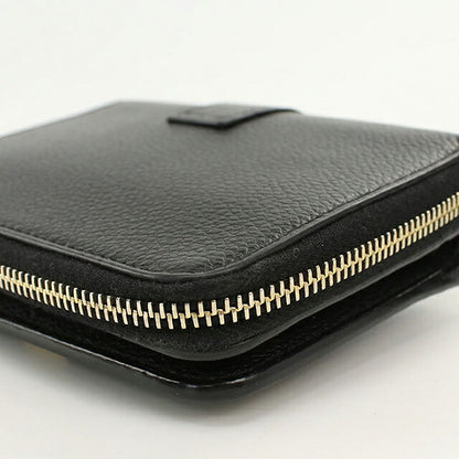 中古 サンローラン 二つ折り財布 二折財布 コンパクト レディース ブランド SAINT LAURENT YSLライン ラージジップウォレット 670285 ブラック USDSL119753011