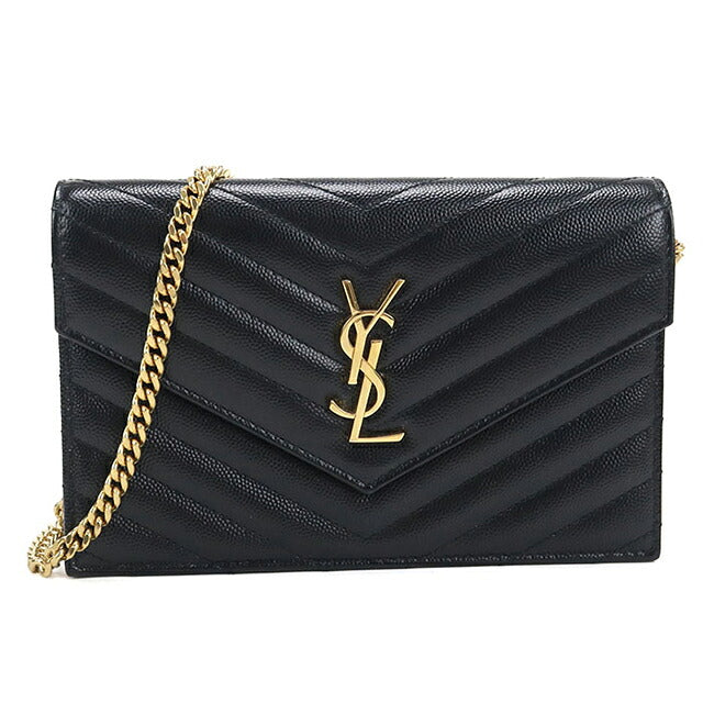 二手 Saint Laurent 链条钱包女装品牌 SAINT LAURENT Cassandra 信封 742920 黑色 USDSL119850011