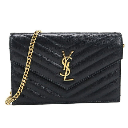 二手 Saint Laurent 链条钱包女装品牌 SAINT LAURENT Cassandra 信封 742920 黑色 USDSL119850011