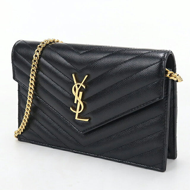 二手 Saint Laurent 链条钱包女装品牌 SAINT LAURENT Cassandra 信封 742920 黑色 USDSL119850011
