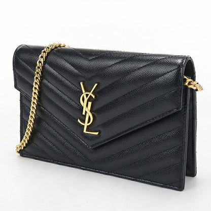 二手 Saint Laurent 链条钱包女装品牌 SAINT LAURENT Cassandra 信封 742920 黑色 USDSL119850011
