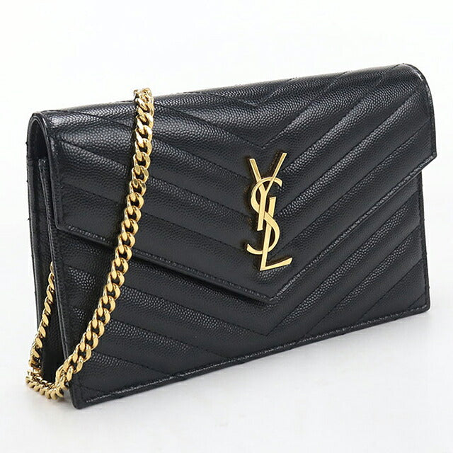 二手 Saint Laurent 链条钱包女装品牌 SAINT LAURENT Cassandra 信封 742920 黑色 USDSL119850011