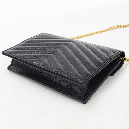 二手 Saint Laurent 链条钱包女装品牌 SAINT LAURENT Cassandra 信封 742920 黑色 USDSL119850011