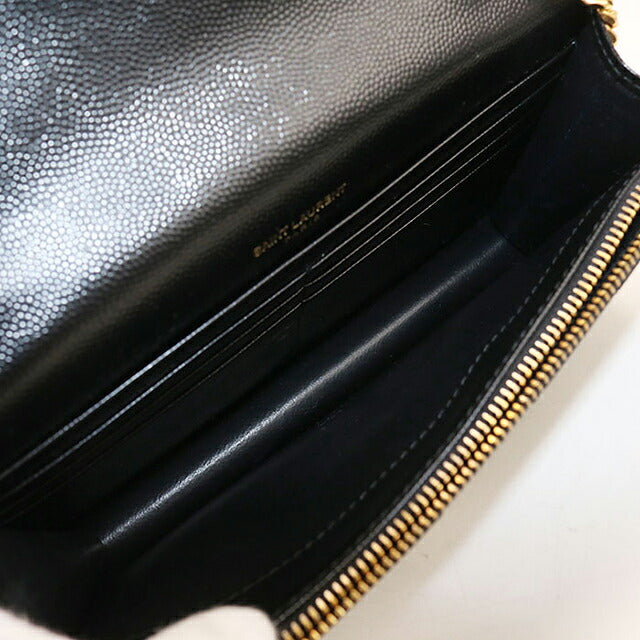 二手 Saint Laurent 链条钱包女装品牌 SAINT LAURENT Cassandra 信封 742920 黑色 USDSL119850011