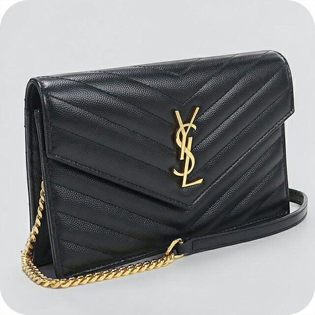 二手 Saint Laurent 链条钱包女装品牌 SAINT LAURENT Cassandra 信封 742920 黑色 USDSL119850011