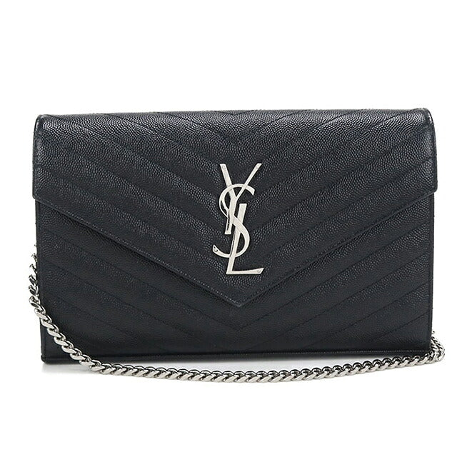 中古 サンローラン チェーンウォレット レディース ブランド SAINT LAURENT カサンドラ クラシック 377828 ブラック USDSL119866011