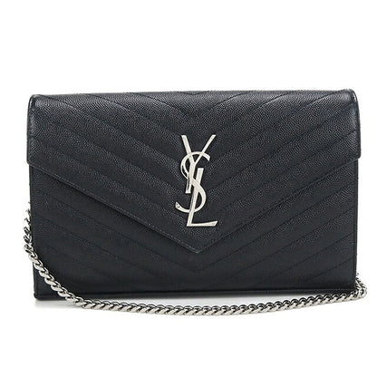 中古 サンローラン チェーンウォレット レディース ブランド SAINT LAURENT カサンドラ クラシック 377828 ブラック USDSL119866011