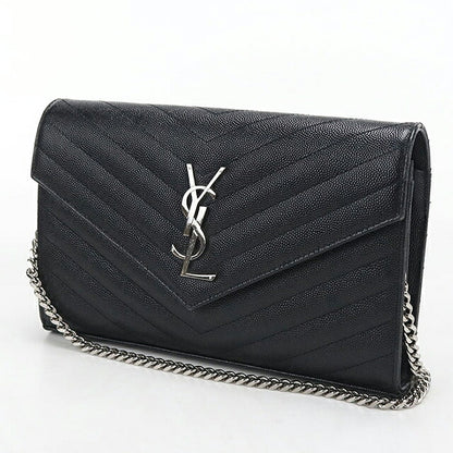 中古 サンローラン チェーンウォレット レディース ブランド SAINT LAURENT カサンドラ クラシック 377828 ブラック USDSL119866011