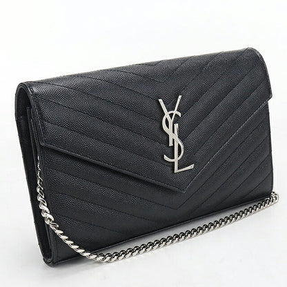中古 サンローラン チェーンウォレット レディース ブランド SAINT LAURENT カサンドラ クラシック 377828 ブラック USDSL119866011