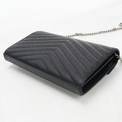 中古 サンローラン チェーンウォレット レディース ブランド SAINT LAURENT カサンドラ クラシック 377828 ブラック USDSL119866011