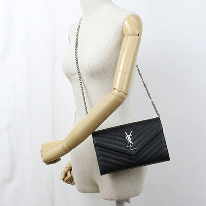 中古 サンローラン チェーンウォレット レディース ブランド SAINT LAURENT カサンドラ クラシック 377828 ブラック USDSL119866011