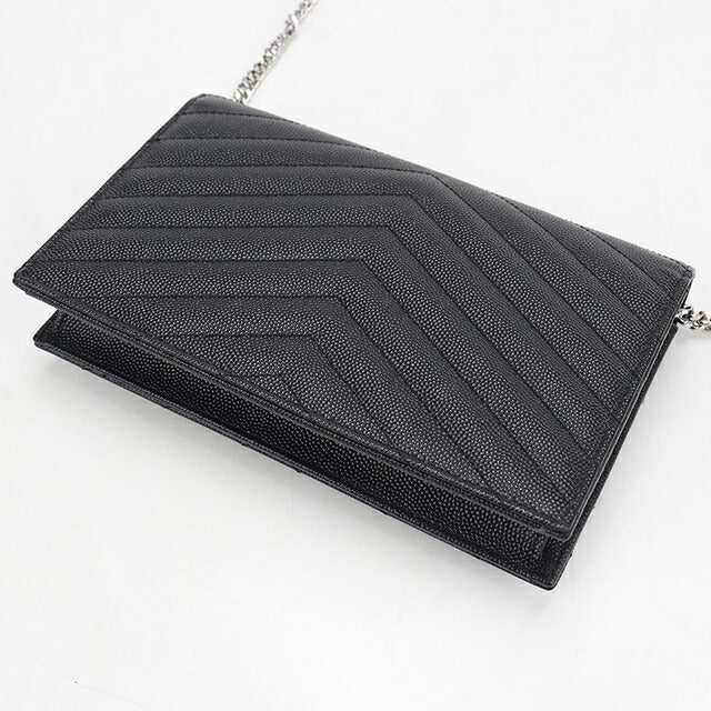 中古 サンローラン チェーンウォレット レディース ブランド SAINT LAURENT カサンドラ エンベロープ  レザー 749290 ブラック USDSL119867011