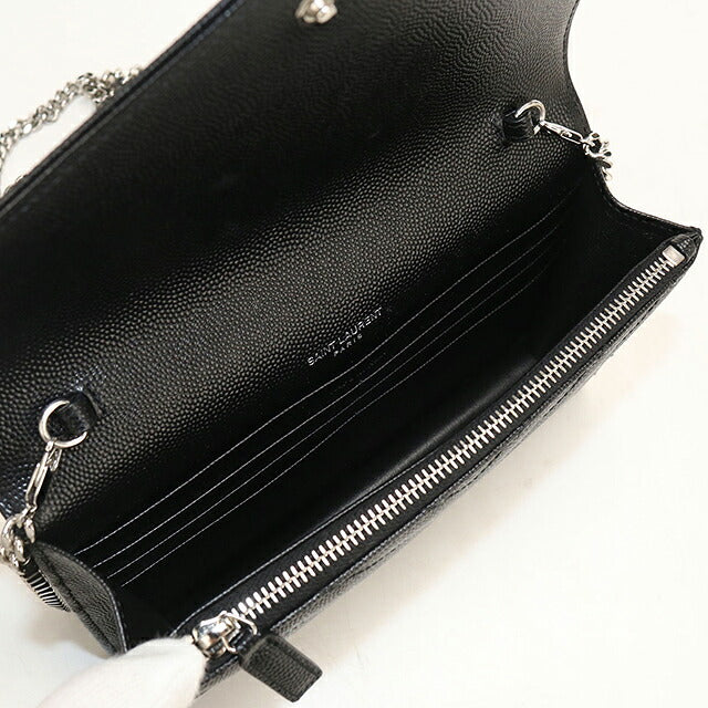 中古 サンローラン チェーンウォレット レディース ブランド SAINT LAURENT カサンドラ エンベロープ  レザー 749290 ブラック USDSL119867011