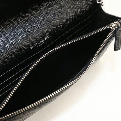 中古 サンローラン チェーンウォレット レディース ブランド SAINT LAURENT カサンドラ エンベロープ  レザー 749290 ブラック USDSL119867011