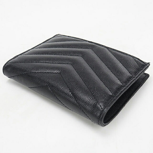中古 サンローラン 二つ折り財布 二折財布 コンパクト レディース ブランド SAINT LAURENT 2パーツ ジップウォレット モノグラム 668287 ブラック USDSL120173011