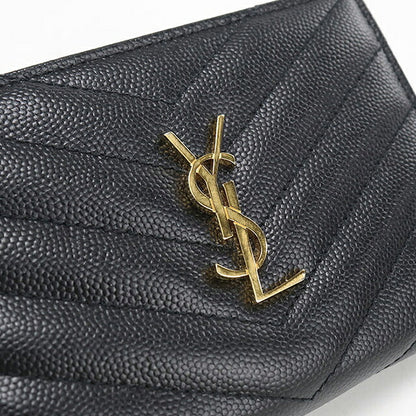 中古 サンローラン 二つ折り財布 二折財布 コンパクト レディース ブランド SAINT LAURENT 2パーツ ジップウォレット モノグラム 668287 ブラック USDSL120173011