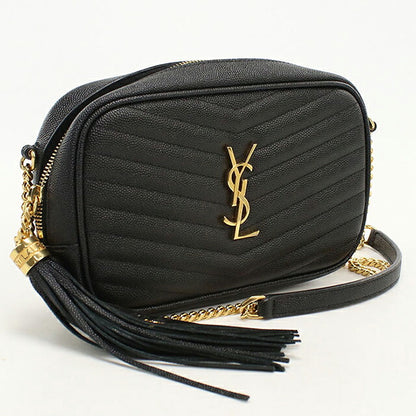中古 サンローラン ショルダーバッグ レディース ブランド SAINT LAURENT ルー チェーン レザー 612579 ブラック USDSL120480011