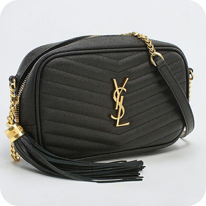 中古 サンローラン ショルダーバッグ レディース ブランド SAINT LAURENT ルー チェーン レザー 612579 ブラック USDSL120480011