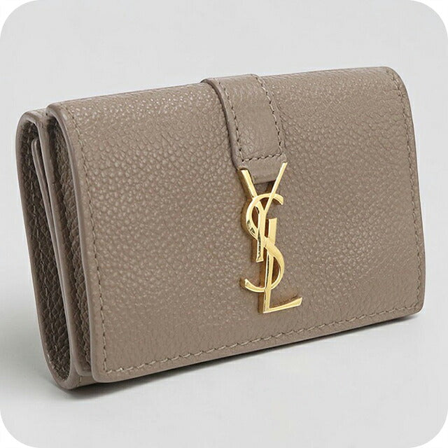 Used Saint Laurent Trifold Wallet Trifold Wallet Compact Ladies Brand SAINT LAURENT YSL Line Origami Tiny Wallet 669959 Brown USDSL120793011