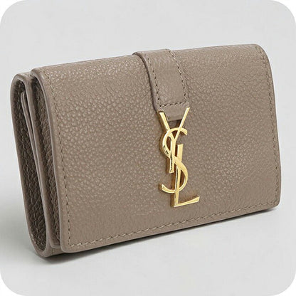 Used Saint Laurent Trifold Wallet Trifold Wallet Compact Ladies Brand SAINT LAURENT YSL Line Origami Tiny Wallet 669959 Brown USDSL120793011
