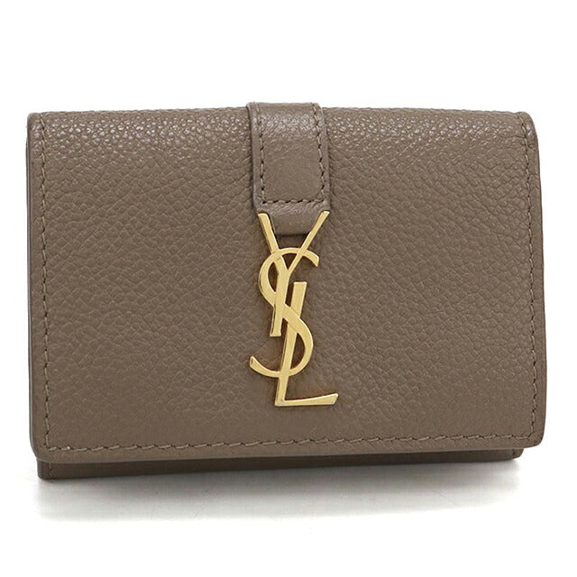 Used Saint Laurent Trifold Wallet Trifold Wallet Compact Ladies Brand SAINT LAURENT YSL Line Origami Tiny Wallet 669959 Brown USDSL120793011