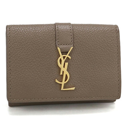Used Saint Laurent Trifold Wallet Trifold Wallet Compact Ladies Brand SAINT LAURENT YSL Line Origami Tiny Wallet 669959 Brown USDSL120793011