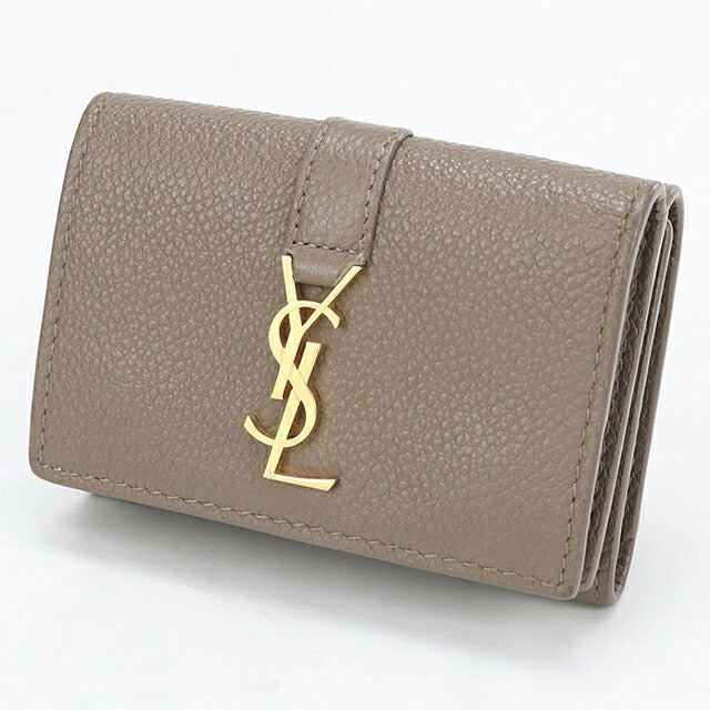 Used Saint Laurent Trifold Wallet Trifold Wallet Compact Ladies Brand SAINT LAURENT YSL Line Origami Tiny Wallet 669959 Brown USDSL120793011