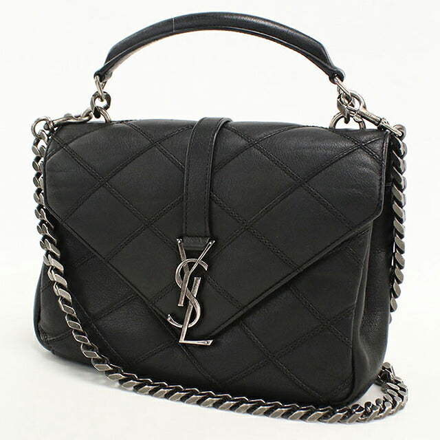 中古 サンローラン ショルダーバッグ レディース ブランド SAINT LAURENT YSL モノグラム 2WAY カレッジ ミディアム 428056 ブラック USDSL121482011