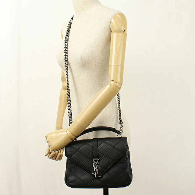 中古 サンローラン ショルダーバッグ レディース ブランド SAINT LAURENT YSL モノグラム 2WAY カレッジ ミディアム 428056 ブラック USDSL121482011