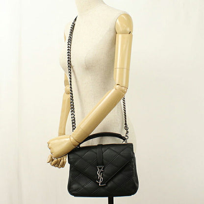 中古 サンローラン ショルダーバッグ レディース ブランド SAINT LAURENT YSL モノグラム 2WAY カレッジ ミディアム 428056 ブラック USDSL121482011
