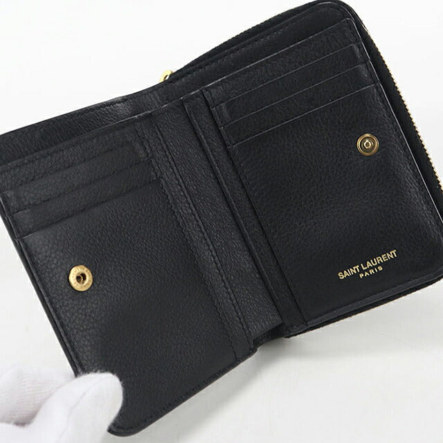 二手 Saint Laurent 双折钱包 双折钱包 紧凑型女式品牌 SAINT LAURENT Tiny Monogram Compact Zip 635263 USDSL121578011