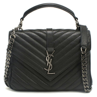 中古 サンローラン ハンドバッグ レディース ブランド SAINT LAURENT モノグラムカレッジ 2WAYハンドバッグ レザー 487213 ブラック バッグ USDSL96854011