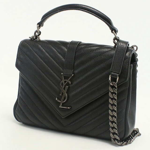 中古 サンローラン ハンドバッグ レディース ブランド SAINT LAURENT モノグラムカレッジ 2WAYハンドバッグ レザー 487213 ブラック バッグ USDSL96854011