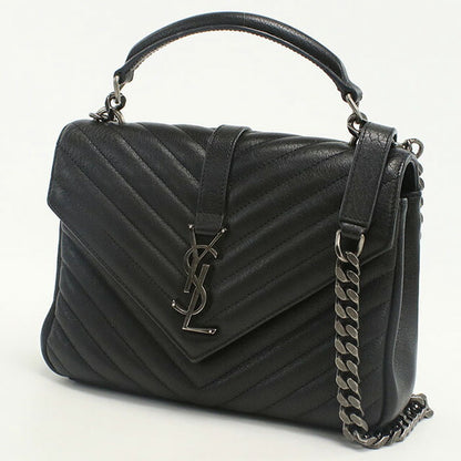 中古 サンローラン ハンドバッグ レディース ブランド SAINT LAURENT モノグラムカレッジ 2WAYハンドバッグ レザー 487213 ブラック バッグ USDSL96854011