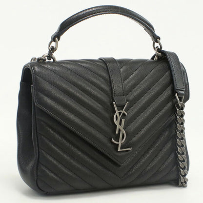 中古 サンローラン ハンドバッグ レディース ブランド SAINT LAURENT モノグラムカレッジ 2WAYハンドバッグ レザー 487213 ブラック バッグ USDSL96854011