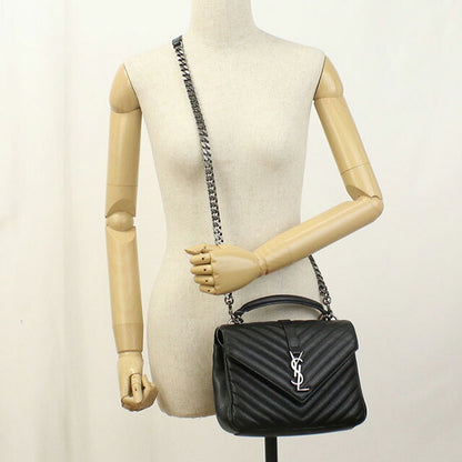 中古 サンローラン ハンドバッグ レディース ブランド SAINT LAURENT モノグラムカレッジ 2WAYハンドバッグ レザー 487213 ブラック バッグ USDSL96854011