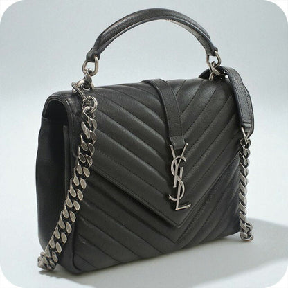 中古 サンローラン ハンドバッグ レディース ブランド SAINT LAURENT モノグラムカレッジ 2WAYハンドバッグ レザー 487213 ブラック バッグ USDSL96854011